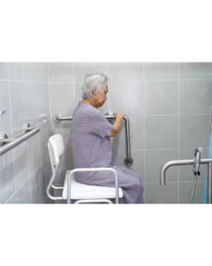 lady on shower chair