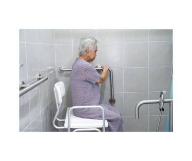 lady on shower chair